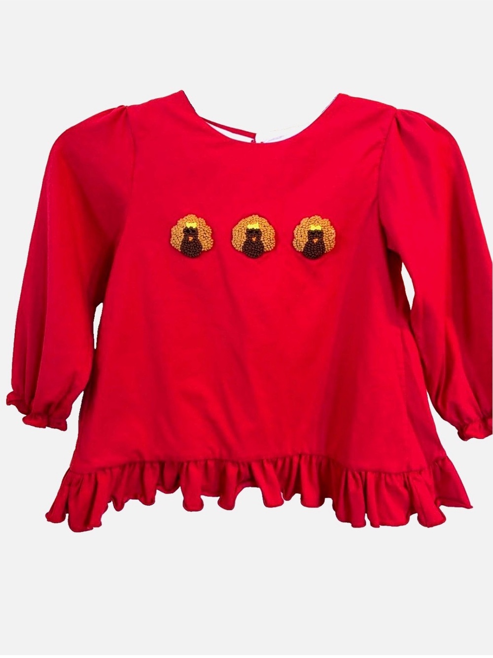 Little Britches Boutique Girls 5 Thanksgiving Turkey Ruffle Top Red Fall Autumn